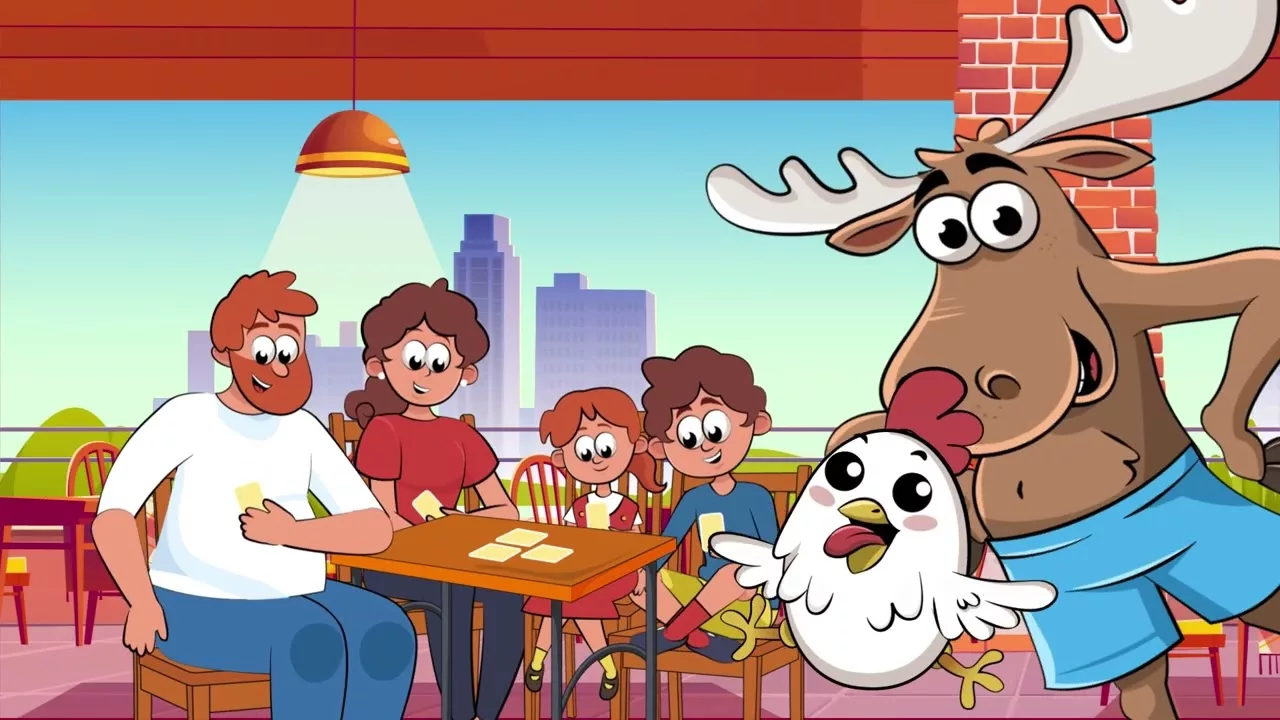 Still from the video: Introducing Cluck, Cluck, Moose!