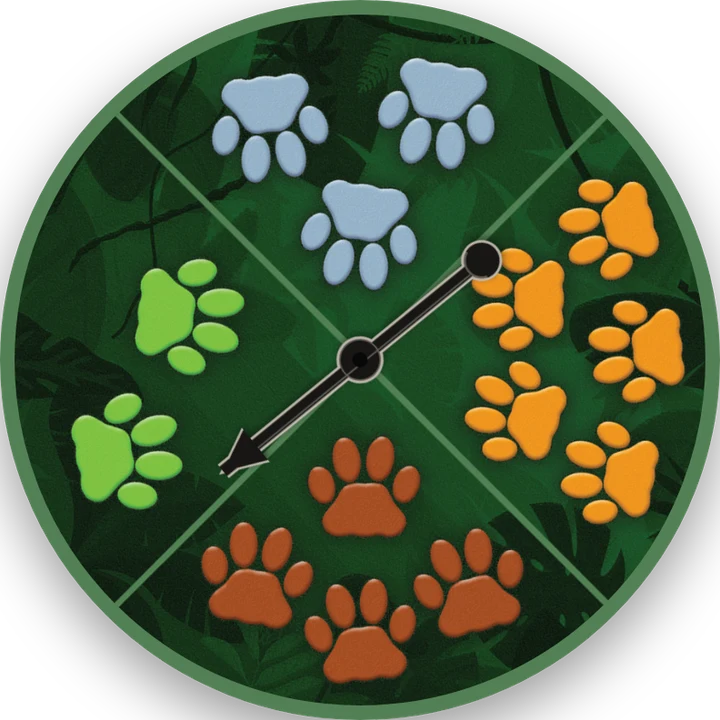 Preview of the Keeper Chaos online spinner, with colored paw prints — the playable version is on the Play Online page